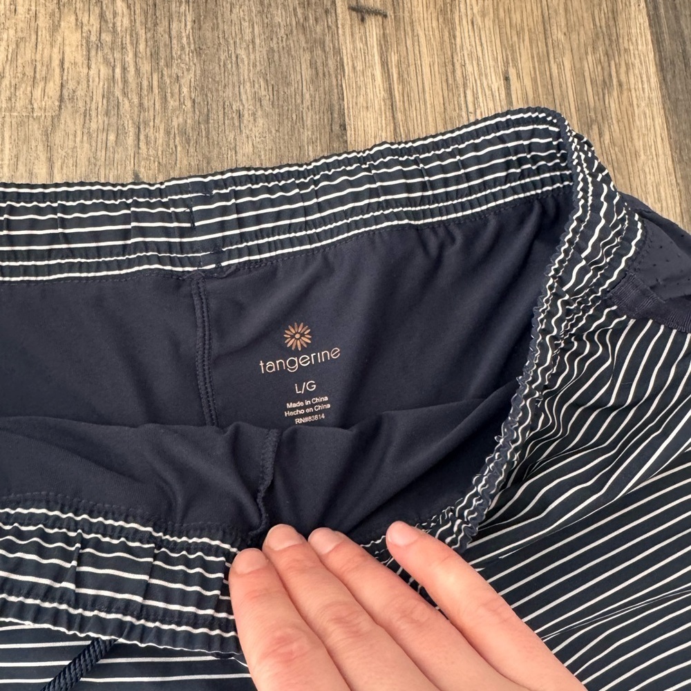 Tangerine Navy & White Striped Athletic Shorts - Picture 2 of 3